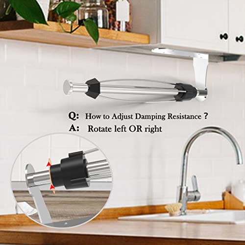 Image of Paper Towel Holder Under Cabinet Brushed Nickel Wall Mounted Hanging Paper Towel Holders Under Counter Paper Rack with Ratcheting for Kitchen Bathroom Rv Silver Mounted Vertically Or Horizontally