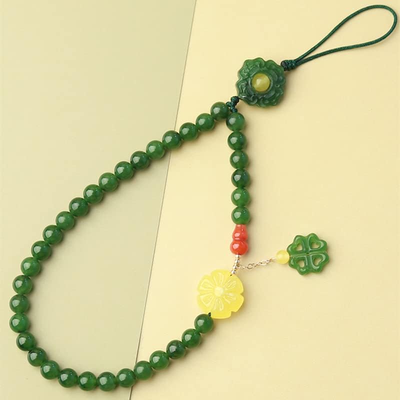 WADA Jasper Beeswax Agate Short Phone Chain Wrist Cord Chinese Classical Style Phone Chain