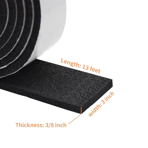 Image of DOBTIM Pipe Insulation Foam Wrap Tape, Self Adhesive with High Resilience for Pipe Insulation Wrap 13 Ft Long x 3 Inch Wide x 3 /8 Inch Thick