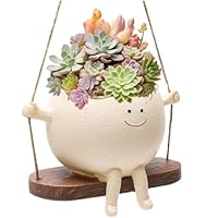 Hängende Blumentöpfe Mit Schaukel Gesicht, Swing Face Übertopf, Lustige Hängende Deko Blumentopf, Übertopf Mit Hängendem Kopf Swing Face Übertopf, Harz Pflanzgefäße für Innen Outdoor Dekorationen