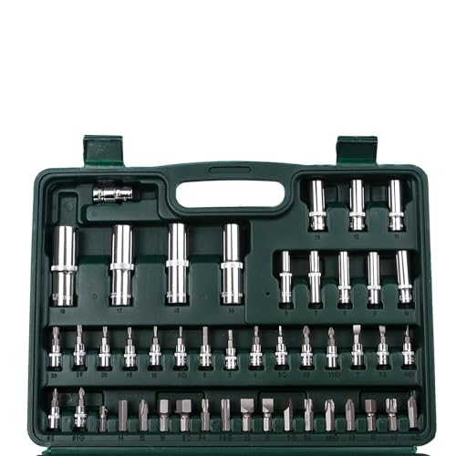 Image of S94 Stainless Steel Tool Kit Of Socket Set, 1 /4 inch And 1 /2 inch Ratchet Handle Wrench, Screwdriver And Torx Bits, 94 Piece, Blue, 200 Mm