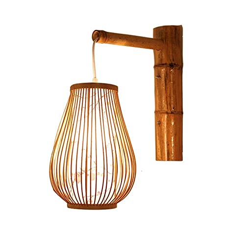 Lámpara de pared tejida de bambú para iluminar pasillos oscuros con calidez