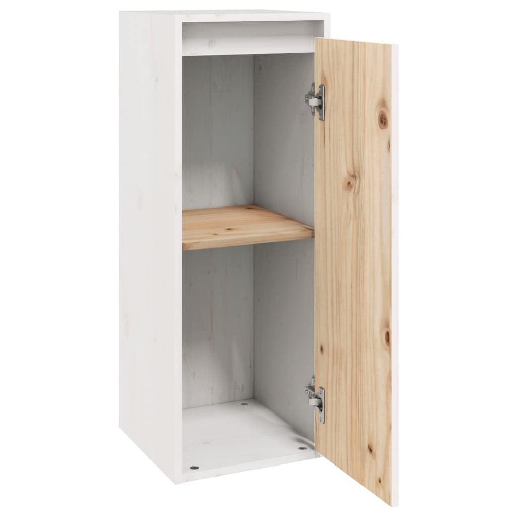 Set of 2 White Solid Pine Wood Floating Wall Cabinets | Each 11.8"x11.8"x31.5" unit provides space-saving storage for living rooms, bedrooms, and media centers.