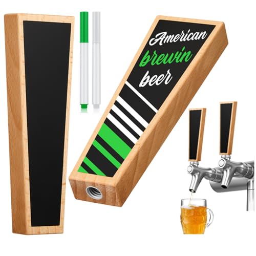 Queekay 2 Pcs Chalkboard Beer Tap Handles Wooden Walnut Keg Tap Handle with Chalk Markers Taps...