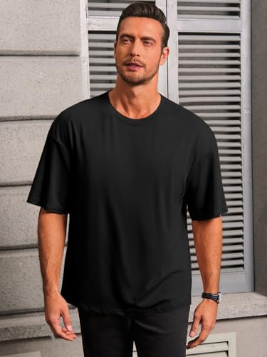 Runcati Mens Casual T-Shirts Short Sleeve Lightweight Oversized Summer Cotton Tee Beach Crew Neck Tops3