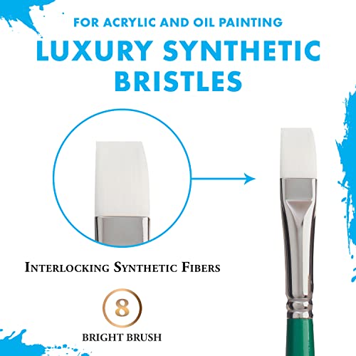 Princeton Summit White Synthetic Paint Brush For Acrylic And Oil, Series 6100, Bright, 8 #TOP3