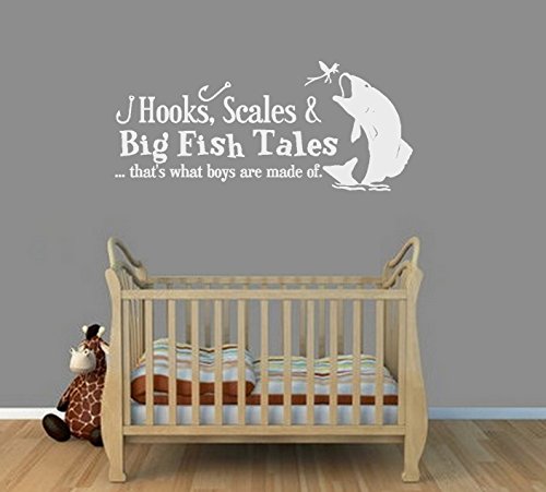Hooks, Scales & Big Fish Tales That's What Boys Are Made Of ~ Wall Decal 13" X 29" #TOP2
