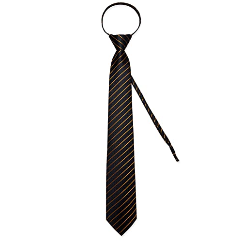 Image of DiBanGu Silk Zipper Ties for Men,Paisley Solid Plaid Pre-tied Tie and Pocket Square Cufflinks Set Formal Adjustable Necktie
