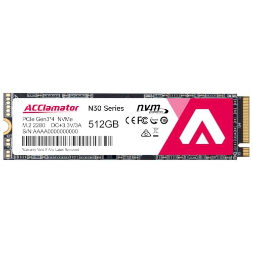 Image of Acclamator 512GB SSD NVMe M.2 2280 PCIe Gen3x4 Internal Solid State Drive, with 3D NAND TLC,Read Up to 3200MB /s Compatible with Laptop & PC Desktop N30