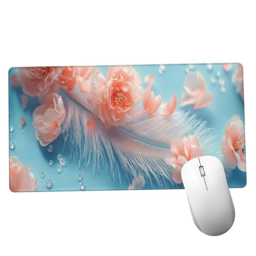 Azul Alfombrilla Ratón 600x300x3mm Alfombrilla Raton XXL Grande con Base de Goma Antideslizante, Lavable, Accesorios Gaming Pluma, Ordenador Gamer Regalos, Mouse Pad Gaming Mejora La Velocida Y1124