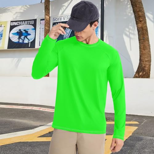 Lime Green Men's Rash Guard Elastic Elasticity Mens Sun Protection Long Sleeve Summer 5