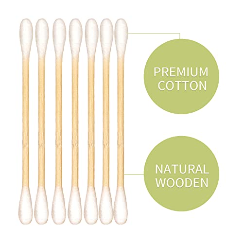 Meipo Cotton Swab For Ears Double Round Thick Cotton Tips With Strong Wooden Sticks For Makeup Or Nails Natural Cotton Bud 3 Inch,One Small Box (1Pack 400 Count) #TOP18