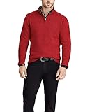 Chaps Men's Classic-Fit Blend-Zip Mockneck Sweater (Red Twist, Small)