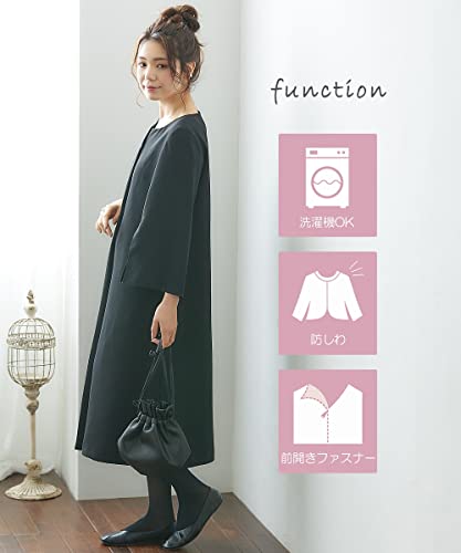 [ニッセン] ブラックフォーマル 夏 喪服 礼服 Neina 洗える 防しわ 前開き キーネック デザイン ワンピース 大きいサイズ 黒 3L 3枚目