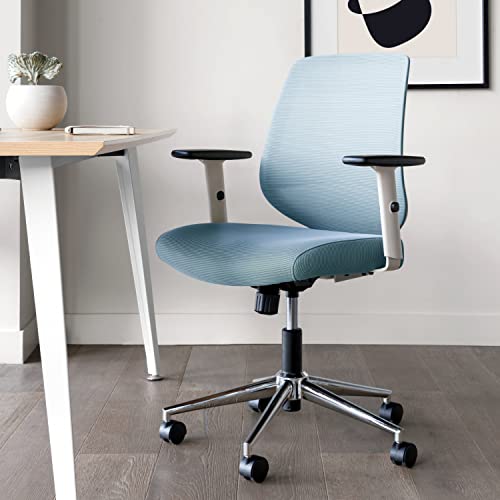 Image of Branch Daily Chair - Computer Office Chair with Swivel, Lumbar Rest, and Adjustable Armrests - Sustainable, Stylish Mesh, & Adjustable Armrests - Comfortable Seating for Improved Posture - Blue | Lumbar Rest and Adjustable Armrests, Stylish Mesh, Comfortable Seating for Improved Posture, Blue