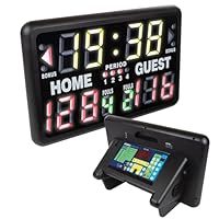 Perel Digitale Anzeigetafel, LED-Anzeige, Anzeigetafel elektronisch, Sport, mit Sporttimer, für innen und außen, Tischmodell, freistehend oder auf Fuß, 40,5 x 62 cm