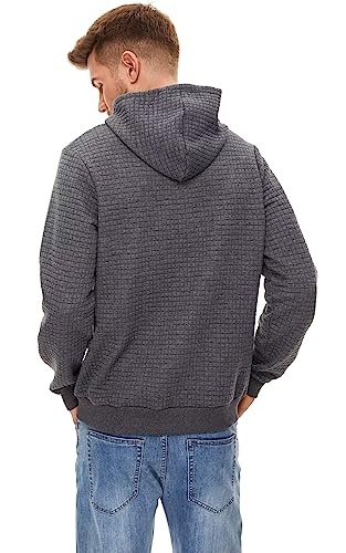 Yukaichen Men's Hoodies Pullover Casual Plaid Square Kangaroo Pockets Drawstring Long Sleeve Hooded Sweatshirts Dark Grey L #TOP5