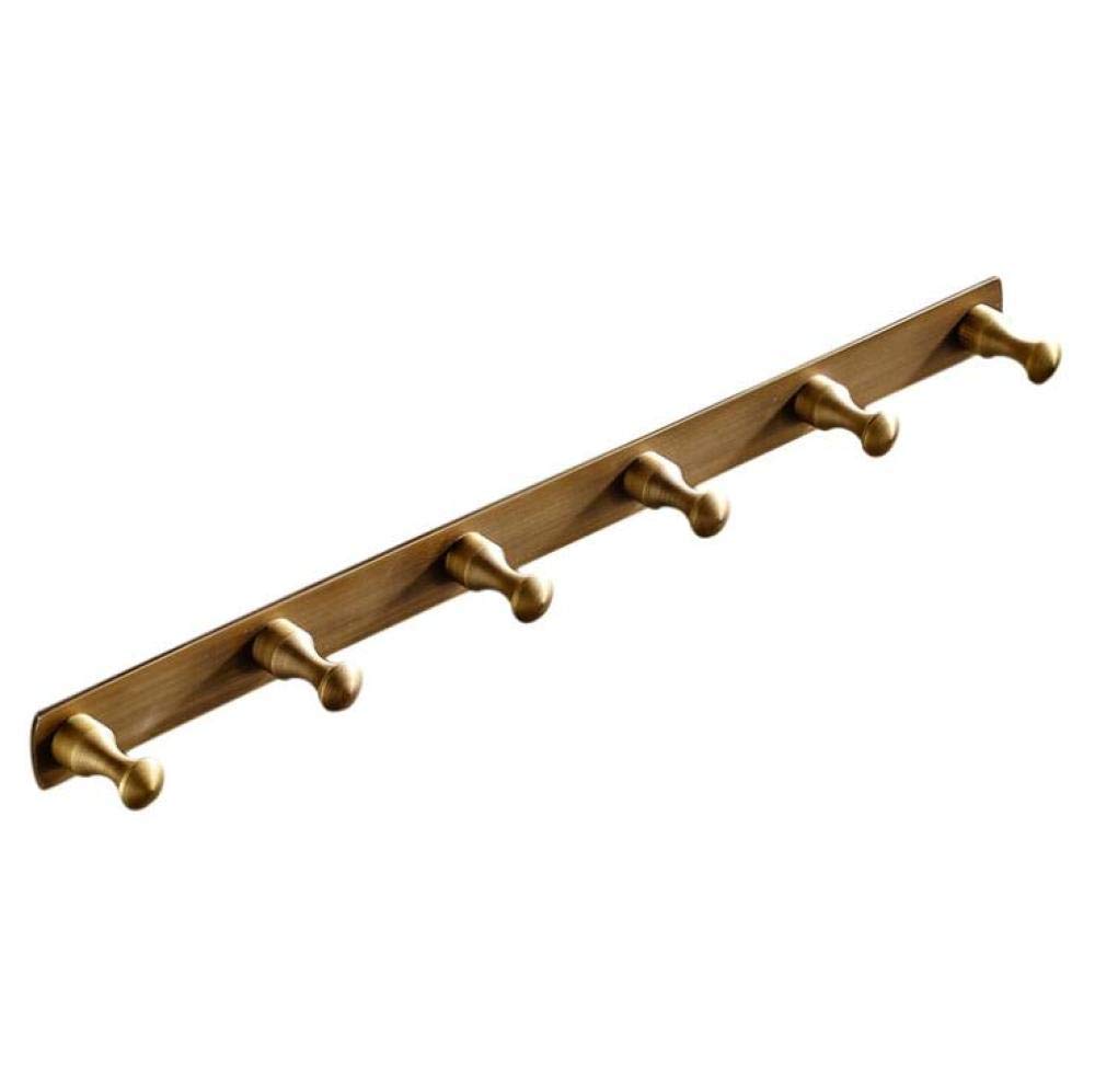 Haczyki, haczyki samoprzylepne, haczyk retro, haczyka szlafroporne stojaki ścienne Solid mosiężne antyczne wykończenie ręcznika łazienka Haczyk do drzwi Wieszk (Color : 6 Hook, Size : One size)