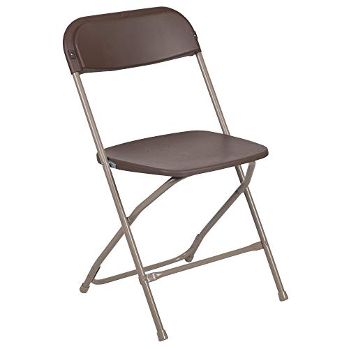 Image of Flash Furniture Hercules Series Plastic Folding Chair - Brown - 2 Pack 650LB Weight Capacity Comfortable Event Chair-Lightweight Folding Chair