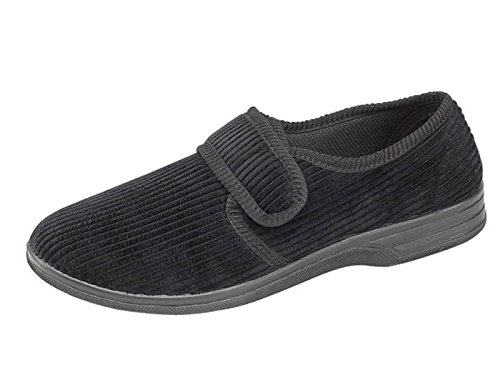 Jo&Joe - Pantuflas para hombre (ante sintético), diseño de tartán, color Negro, talla 12 UK