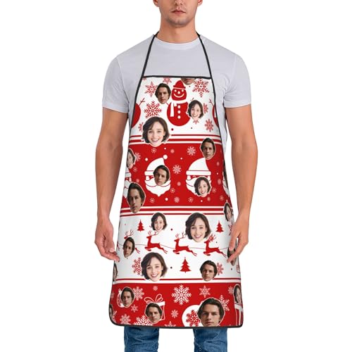 Custom Apron For Men Women Customized Christmas Aprons With Face Personalized Gifts For Kitchen Cooking Bbq Funny Aprons White Style22