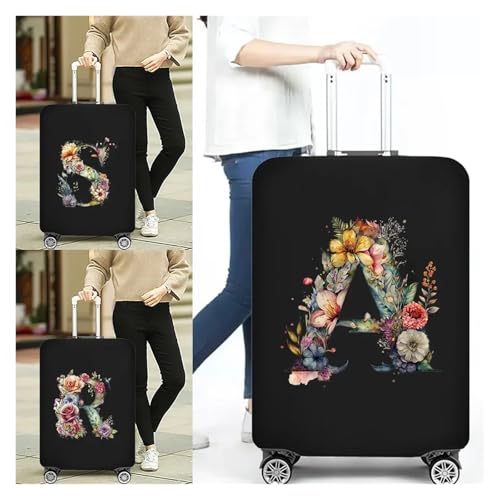 Luggage Cover Stretch Fabric Luggage Protective Cover Floral Letter Pattern Dust Anti-Scratch Suitcase Covers Suit for 18-32 Inch(8floral letter J,S(18-21 inch))2