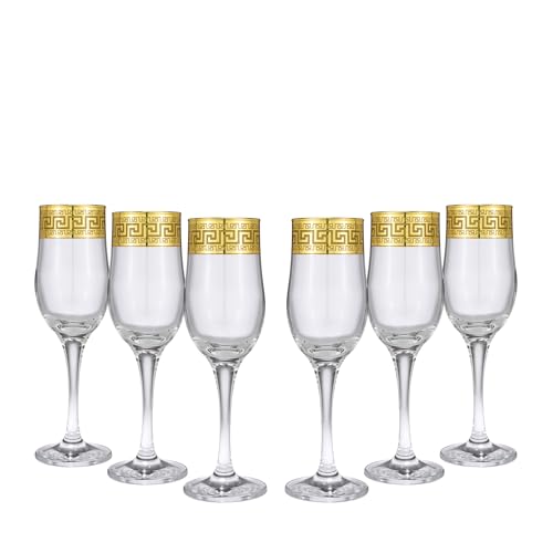Joseph Sedgh Collection Greek Key Champagne Flute Glasses Set of