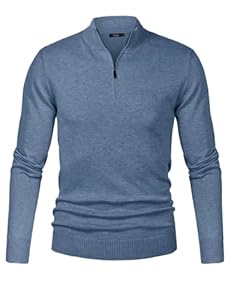iClosam Pull Homme Zippé avec Col Roulé à Fermeture Eclair Pullover Manches Longues Coton Chaud Classiques Hiver