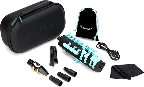 Image of Travel Sax 2 (Turquoise) - Compact Digital Saxophone for Silent Practice Anywhere | Lightweight Electronic Sax with Real Alto Mouthpiece, Built-in Speaker, Bluetooth MIDI /Audio, USB-C, 70+ Internal