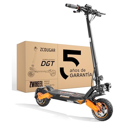 ZWHEEL ZCOUGAR | Patinete Eléctrico Adultos Homologado DGT - 800W-1600W MAX, 35km Autonomía, Suspensión Mejorada Duo Shock, IP54, Frenos Regeneradores AER - Ruedas 10' Offroad Todoterreno