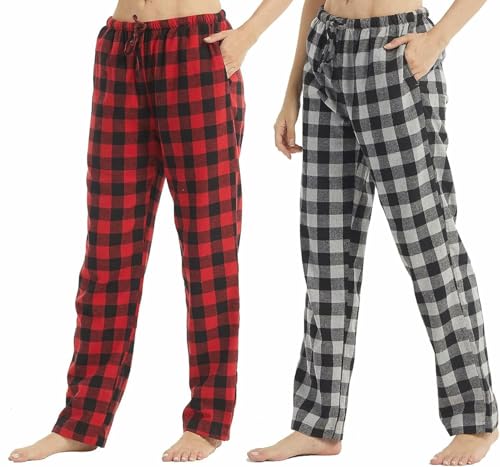 YUSHOW Womens Flannel Pajama Pants Loungewear for Women Plaid Pajama Bottoms Soft Lounge Pj Pants Cotton Sleepwear