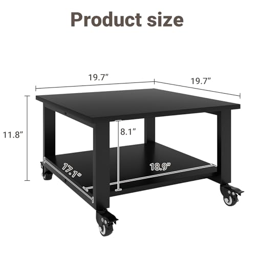 Image of Natwind 2 Tier Laser Printer Stand,20''x20'' Under Desk Printer Cart, Black