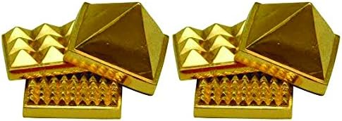 Divine Universe Set of 3 Vastu Pyramid Yantra Gold Plated Showpiece (1-inch) -Combo of 2