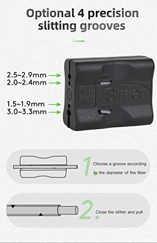 Image of Corslet Two Pieces per Pack Mid Span Cable Slitter 4 Precision Slitting Grooves For Cable 1.5-3.3mm Alloy Forging Sharp Blade Easy Operation to Open Fiber Jackets (Buffer Tube Stripper Black)