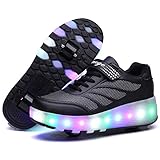  Nonbrand Junge Mädchen Schuhe Kinderschuhe mit Rollen LED Leuchtend Doppelrad schuheltraleicht Outdoor Schuhe 7 Farbe Farbwechsel Rädern Gymnastik Sneaker