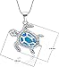 LRGKMCWTOB Small Turtle Pendant Statement Necklace Health and Longevity 925 Sterling Silver Created Opal Sea Turtle Pendant Necklace Birthstone Jewelry Adjustable Christmas Gifts for Women (White)