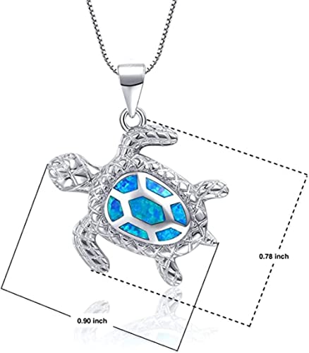Small Turtle Pendant Statement Necklace Health and Longevity 925 Sterling Silver Created Opal Sea Turtle Pendant Necklace Birthstone Jewelry Adjustable Christmas for Women3