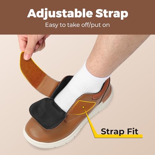 Image of FitVille Diabetic Shoes for Men Extra Wide Comfortable Leather Walking Shoes Hook & Loop Orthopedic Dress Sneakers for Edema and Swollen Feet