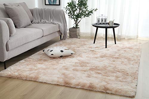 Soft Modern Indoor Shaggy 5.3X6.6 Rug Non-Slip Plush Fluffy Furry Fur Warm Area Rugs For Living Room And Bedroom Nursery Kitchen Babys Care Crawling Carpet Khaki #TOP1