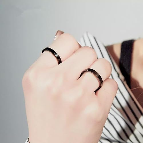 Anel Preto Tungstênio 4mm Unissex Tucum Black Lgbt Quadrado Fino Namoro Amizade Compromisso Social (