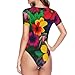 YANYU Rainbow Flowers Pattern Print Adult Romper Womens Short Sleeve Onesie Bodysuit Casual Comfort Fashion Outfit