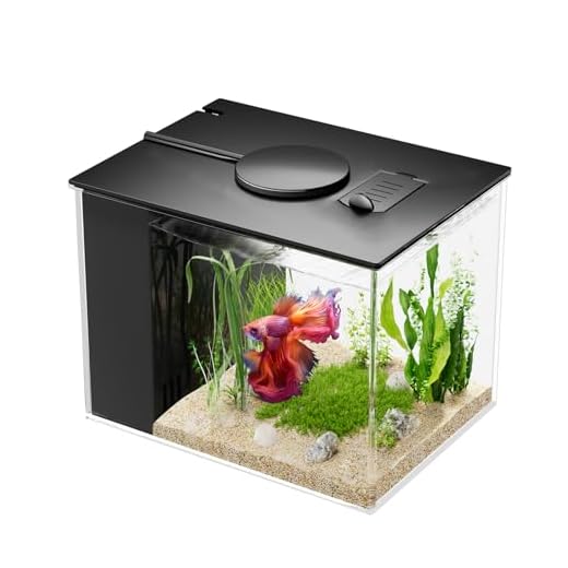 Vehipa Betta Fish Tank 1 Gal (3.7L), Acrylic Nano Aquarium Kit Black