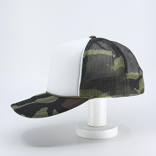 Image of The Vintage Year High Crown Foam Mesh Camouflage Trucker Hat Baseball Cap