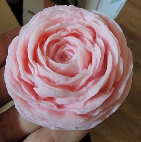 Topys Peony Flower Candle Mold, 3D Flower Handmade Soap Mould For Fondant Handmade Soap Lotion Bar Wax Casting Crayon Cake Ice Cream Clay Cake Decorating(2.4In) (Topys-20220901) #TOP7