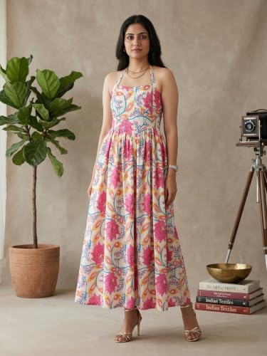 Image of Leriya Fashion Dress for Woman | Elegant Floral Printed | Western Dress for Women | One Piece Maxi | Rayon Western | Women Party