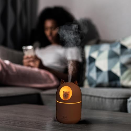 Cool Cat Humidifier - Soft Night Light, Oil Diffuser, Mini USB Desktop Humidifier, Quiet for Plants, Office, Car, Nursery | Ril - Image 7