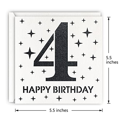 MAGJUCHE Black 4th Birthday Card, Laser Cut Glitter Girl Boy Age 4 Gift For Daughter, Son2
