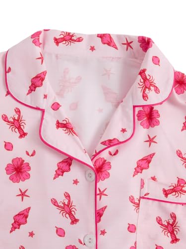Image of Verdusa Pajamas For Women Set 2 Piece Cute Pjs Sleepwear Lounge Sets | Pj Sets For Woman, Button Down Shirts With Pajama Shorts, Cute Print, Comfy Sets