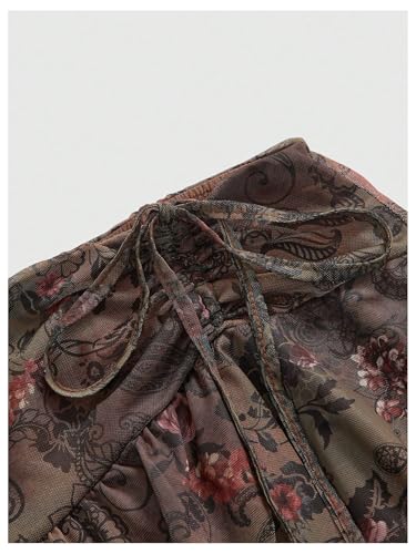 WDIRARA Women's Plus Size Paisley Floral Layered Ruffle Skirt Vintage High Low Long Skirts Boho Hippie Style3