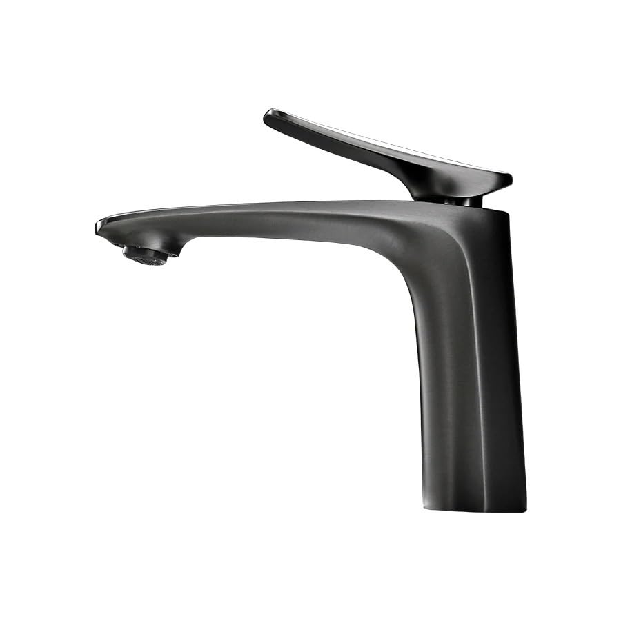 Robinet de lavabo de luxe anti-traces gris bronze pour rénover une salle de bain moderne